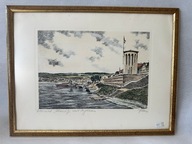 *153C - NAD RENEM - STARA, BARWNA GRAFIKA - PRACA AUTORSKA, SYGNOWANA