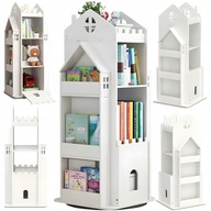 Regał obrotowy 360 dziecięcy drewniany organizer książki zabawki 10 półek