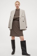 H & M prążkowana sukienka golf stójka khaki oversize paski zielona y2k boho