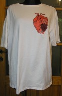 BIAŁY T-SHIRT SERCE ANATOMIA RÓŻĄ SHEIN 46 - 48