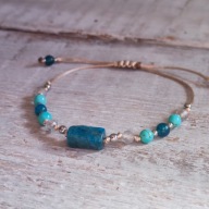 BRANSOLETKA APATYT,TURKUS,LABRADORYT- RĘKODZIEŁO