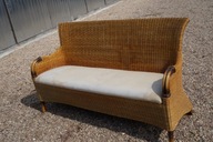 Ławka wiklinowa sofa z oparciem