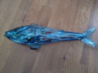 Piękna szklana ryba z dobrych czasów PRL , kolorowe szkło 31cm (A152)