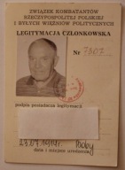 LEGITYMACJA - ZWIĄZEK KOMBATANTÓW I BYŁYCH WIĘŹNIÓW POLITYCZNYCH