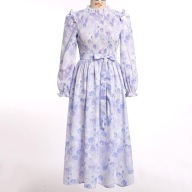 Sukienka z falbanami bufiastymi rękawami różowa rozmiar L IDOPIP