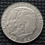 *SZWECJA [0080]*1 korona 1984 (SVERIGE) Król Karol XVI Gustaw, Herb, Korona