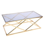 ŁAWA STOLIK KAWOWY glamour ZŁOTY CHROM SZKŁO złota