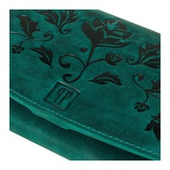 Portfel Damski Skórzany Zielony Paolo Peruzzi w Kwiatki RFID Vintage