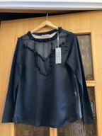 BLUZKA NOWA GUSTAW (S) CZARNA Z DEKORACJAMI TIUL I TASIEMKA