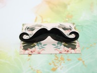 pierścionek CZARNE WĄSY vintage retro srebrny na dwa palce mustache NB81