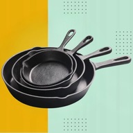 3x Patelnia tradycyjna 30 cm żeliwna kuchenka indukcja gaz piec smażenie