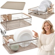 SUSZARKA KUCHENNA OCIEKACZ DO NACZYŃ STOJĄCA NA TALERZE KUBKI SZTUĆCE DUŻA