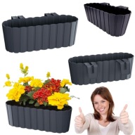 ZESTAW 2 SZT.DONICZKA DONICA SKRZYNKA BALKONOWA BALUSTRADĘ HAKI ANTRACYTOWA