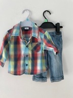KOSZULA ROLL-UP+JEANSY--3-6 M---68--- JAK NOWE