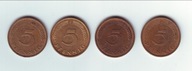 Niemcy 5 Pfennig 1977 D,F,G,J