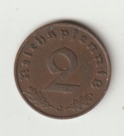 III Rzesza 2 pfennige 1939 J braz ladny stan