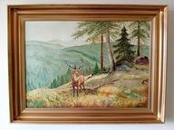 STARY DUŻY OBRAZ OLEJNY PŁÓTNO sygnowany