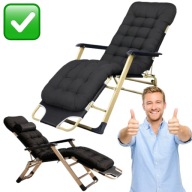 LEŻAK OGRODOWY METALOWY PLAŻOWY ROZKŁADANY CZARNY NA BALKON PODUSZKA MOCNY