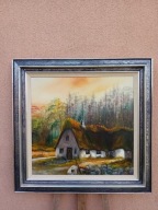 STARY OBRAZ OLEJNY PŁÓTNO sygnowany