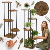 KWIETNIK STOJĄCY METALOWY WYSOKI STOJAK NA KWIATY LOFT PÓŁKI CZARNY 107CM