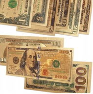 802 Metalizowane banknoty kolekcjonerskie 8 sztuk 1,2,5,10,20,50, 2x100 $