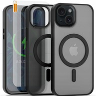 Etui Do Apple iPhone 15 (Magsafe, Czarne Matowe, Wzmacniane) +Szkło 9H 2,5D