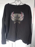 lindex 38 m bluza średniej grubości przez główkę długi rękaw czarna napis