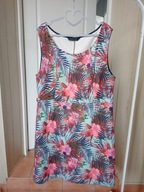 vila joy 44 46 sukienka midi strecz kwiatki listki kolorowa