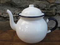 Stary Emaliowany Czajniczek z Pokrywką_SILESIA PRL_OZDOBA WYSTRÓJ