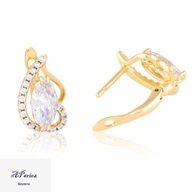 Eap19601 Kolczyki złocone kamień akryl biały