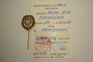 Zasłużony Działacz LOK - klasa brązowa - wpinka + legitymacja 1975 r.