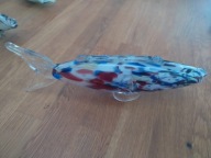 Piękna szklana ryba z dobrych czasów PRL , kolorowe szkło 26cm (A156)