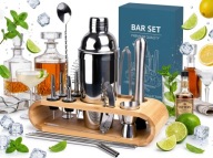 ZESTAW BARMAŃSKI STAL NIERDZEWNA SHAKER I PODSTAWKA 17 elementów
