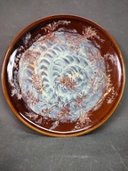 Talerz ceramiczny Pruszków - ręcznie zdobiony PRL