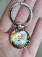 Brelok do kluczy Żywica Matka Boża Madonna Maryja z Dzieciątkiem Złoty