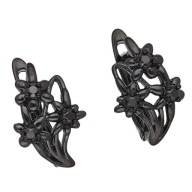 55606 Kolczyki czarna stal chirurgiczna kwiaty z cyrkoniami