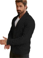 Męski Kardigan Old Money – Geometryczny Nadruk, Guziki, Jesień/Zima