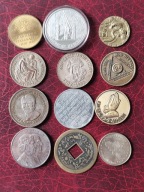 Zestaw 12 Różnych Medali i Żetonów z całego świata