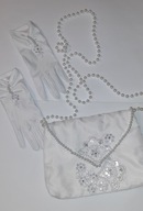 TOREBKA KOMUNIJNA BIAŁA Z PEREŁKAMI ORAZ REKAWICZKI