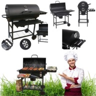 GRILL GRIL OGRODOWY WĘGLOWY DUŻY XXL 2 RUSZTY DMUCHAWA TERMOMETR PÓŁKI BBQ
