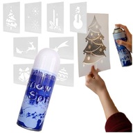 SZTUCZNY ŚNIEG BIAŁY SPRAY NA CHOINKĘ ZESTAW SZABLONÓW NA SZYBĘ OKNO 250ml