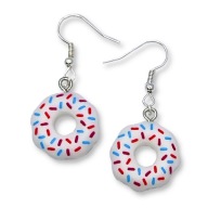 Kolczyki PĄCZKI Białe Zabawne DONUTY z Lukrem Kreatywny PREZENT