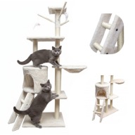 Duży Drapak dla Kota 140cm Drzewko Legowisko Domek Plac Zabaw Beżowy Myszki