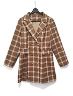 Płaszcz Żakiet Dwurzędowy W Kratę Brązowy Shein |R. 40/42/L