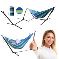 HAMAK ZE STELAŻEM STOJAK NA HAMAK OGRODOWY DWUOSOBOWY XXL STELAŻ NA HAMAK