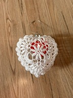 Dziergana bombka serce dziergane WOŚP