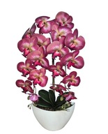 Sztuczny Storczyk gumowy w Doniczce Dwa Pędy Orchidea Jak Żywa Bordowy