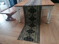 ANTYK RĘCZNIE TKANY WEŁNIANY TURECKI CHODNIK KILIM TYPU RUNNER 420 x 65