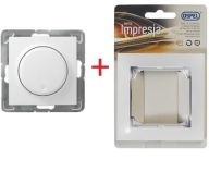 Ściemniacz LED + RAMKA Ospel Impresja uniwersalny obrotowy podtynkowy biały