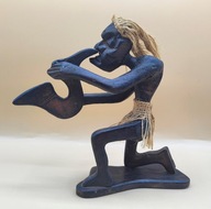 BRZYDAL rzeźba z drewna STRASZNA figurka SAKSOFON